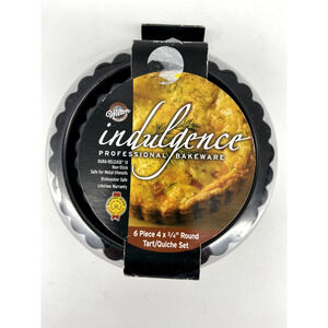 New Wilton Quiche‎ Tart Pans Indulgence Professional Bakeware 6 pc Round 4"